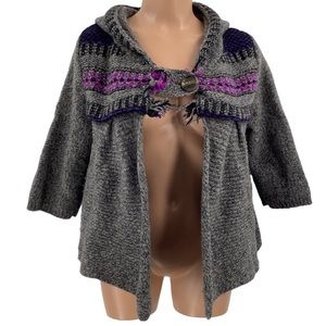 Free People Hooded Button Front Swing Cardigan Sweater Size M Has Pockets